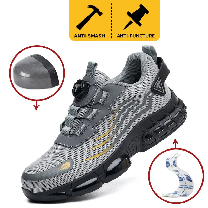 work & safety shoes mens for work  Anti smashing and anti piercing Anti smashing lightweight breathable men's boots