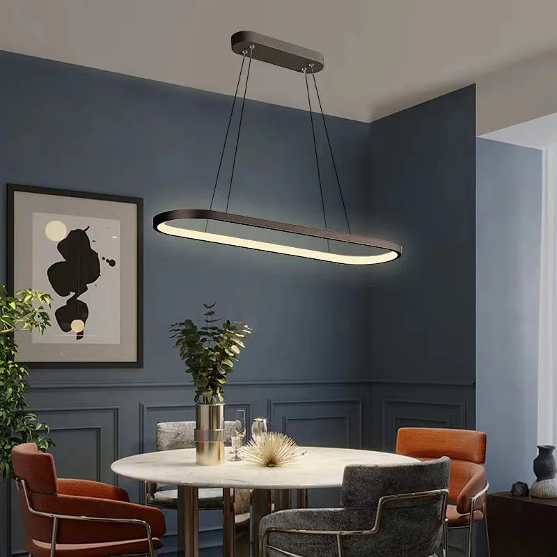 Designer dining room ceiling lamp ins Nordic minimalist dining room bar table creativity word led strip modern simplicity