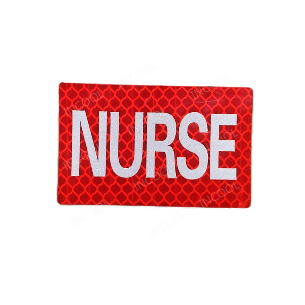 PRESS MEDIA INSTRUCTOR Doctor Nurse First Aid Staff IR Infrared Reflective Glow In Dark Patches Appliqued Embroidered Badges