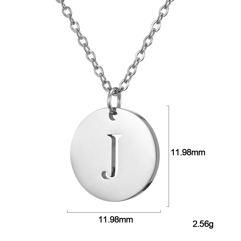 Kkjoy Fashion Stainless Steel Gold Color Minimalist Metal Round A-Z 26 Initials Necklace for Women Jewelry Gift Wholesale New in