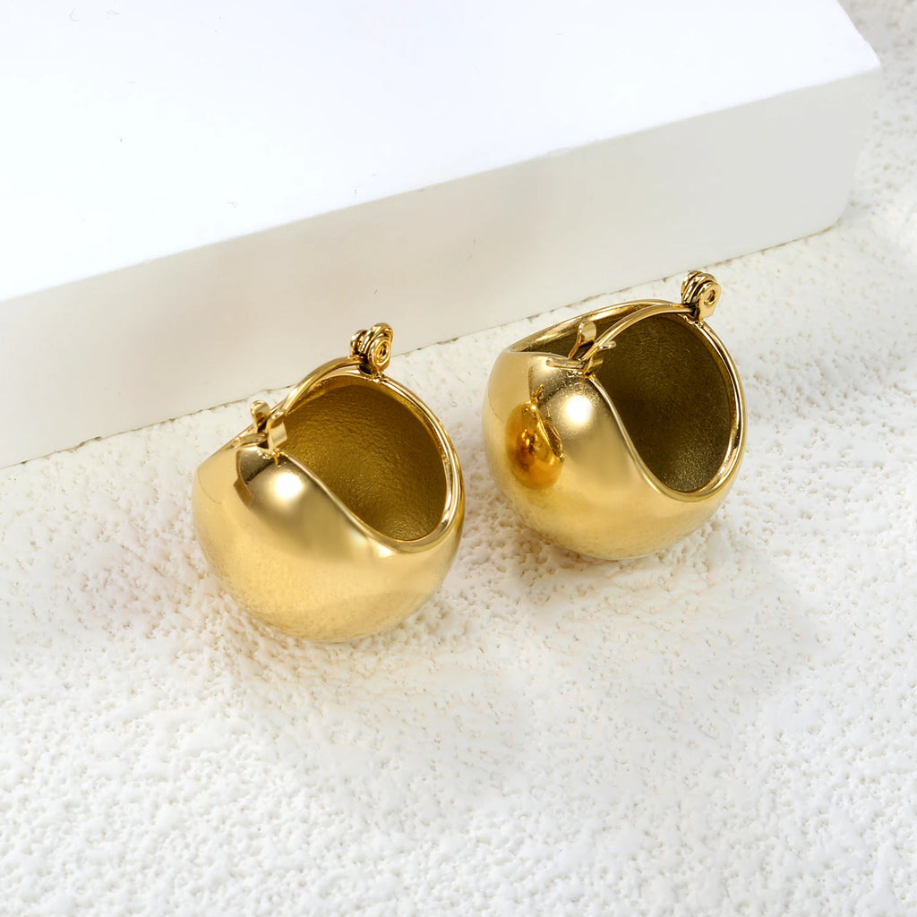 LUXUKISSKIDS Minimalist Gold/Silver Plated Chunky Ball Stud Earrings for Women/Man Thick Bold Sphere Dome Post Round Earring New