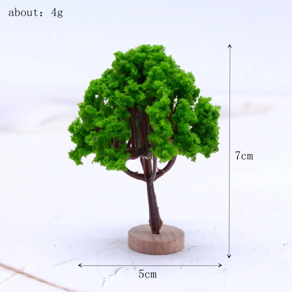 Plastic Model Trees Artificial Moss Rocks/Wooden Base Natural Green Dollhouse Mini Tree Simulation Bonsai Figurine