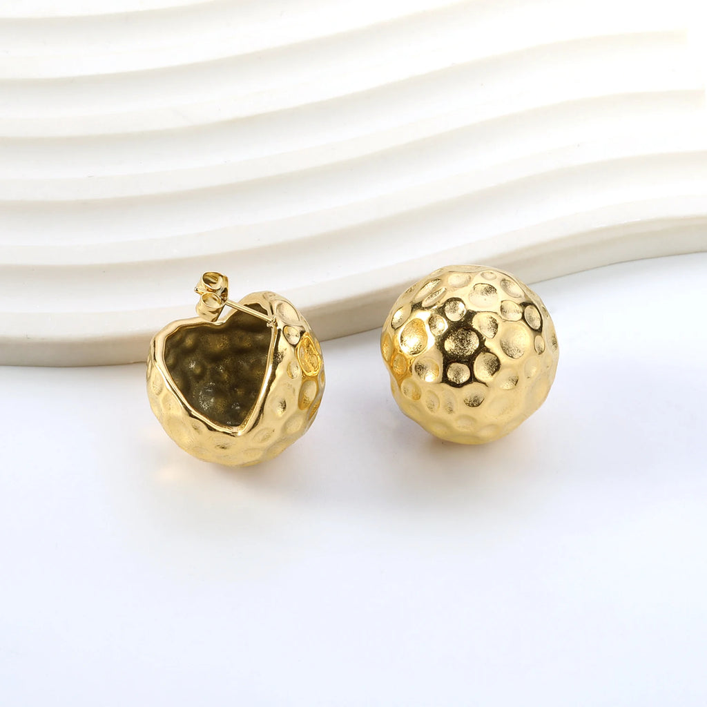 LUXUKISSKIDS Minimalist Gold/Silver Plated Chunky Ball Stud Earrings for Women/Man Thick Bold Sphere Dome Post Round Earring New