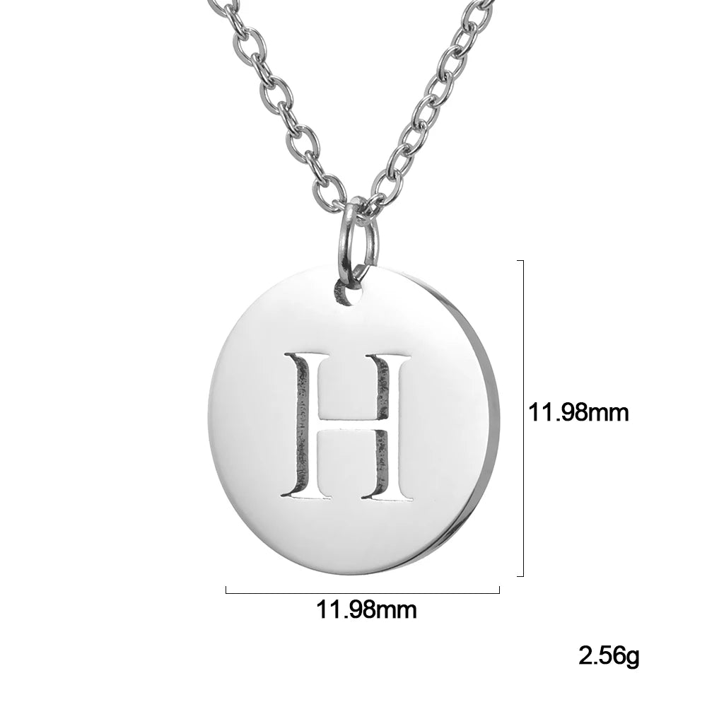 Kkjoy Fashion Stainless Steel Gold Color Minimalist Metal Round A-Z 26 Initials Necklace for Women Jewelry Gift Wholesale New in