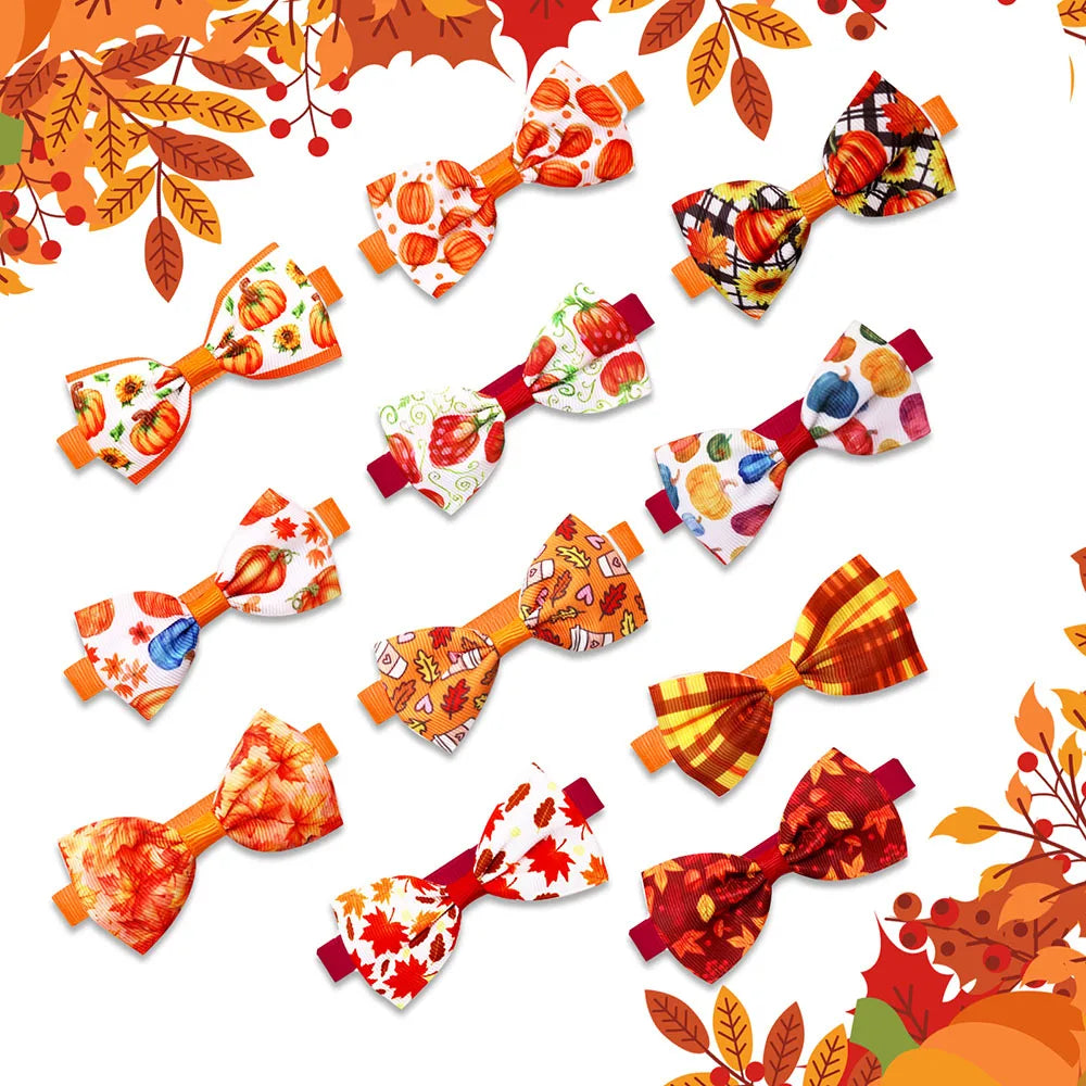 20/40PCS Thanksgiving Day Dog Bow Ties Adjustable Pet Collars Neckties For Dogs Wholesale Dog Bowties Pet Grooming Accessories