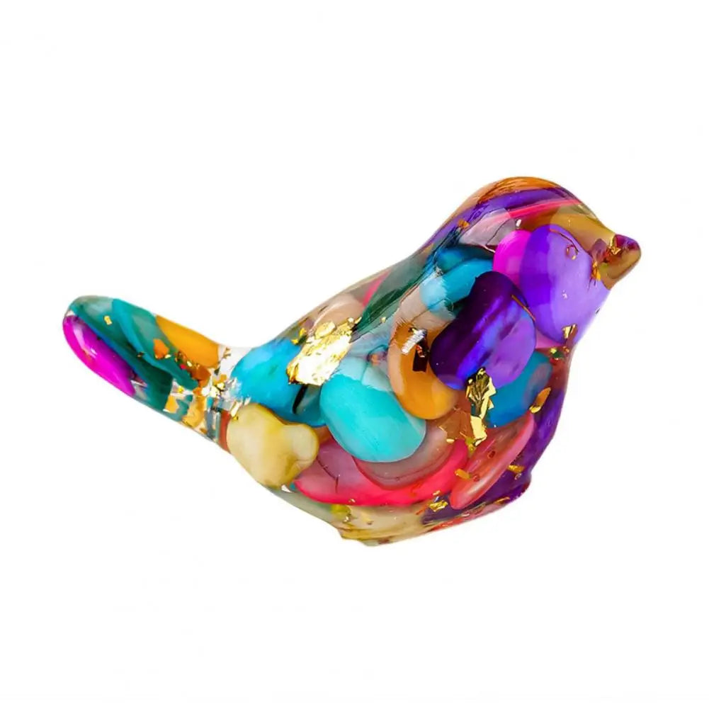 Natural Stone Colorful Bird Figurine Positive Healing Energy Hand-carved Faux Crystal Mini Bird Statue Home Office Desktop Decor