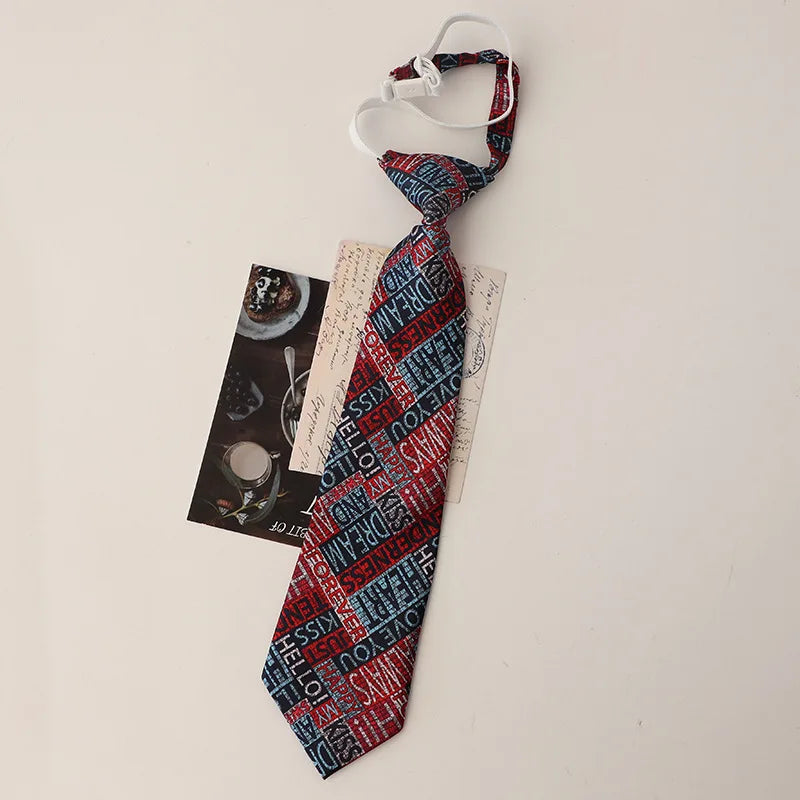 33cm Length Casual Trendy JK Ties Preppy Chic College Girl Short Necktie Polyester Floral Animal Printed Lazy-tie Vintage Cravat