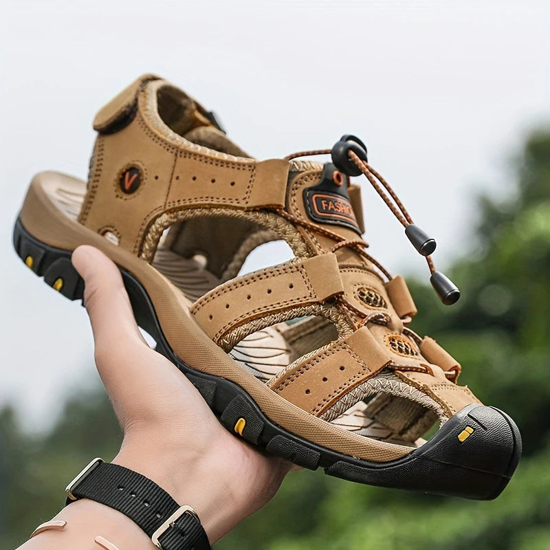 Genuine Leather Men Sandals Summer Men's Shoes Outdoor Water Shoes Leather Sandals For Men