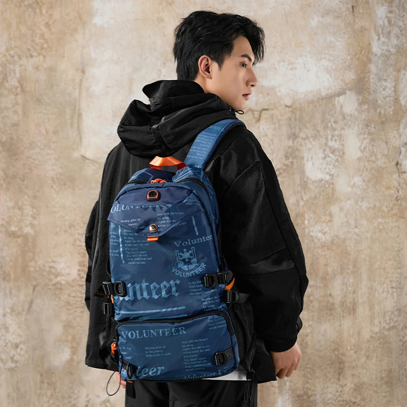 VOLUNTEER Travel Backpacks Men Fashion Hiking Sports Waterproof College Backpack Man Commuter Light Weight Oxford Bag 1518-03A