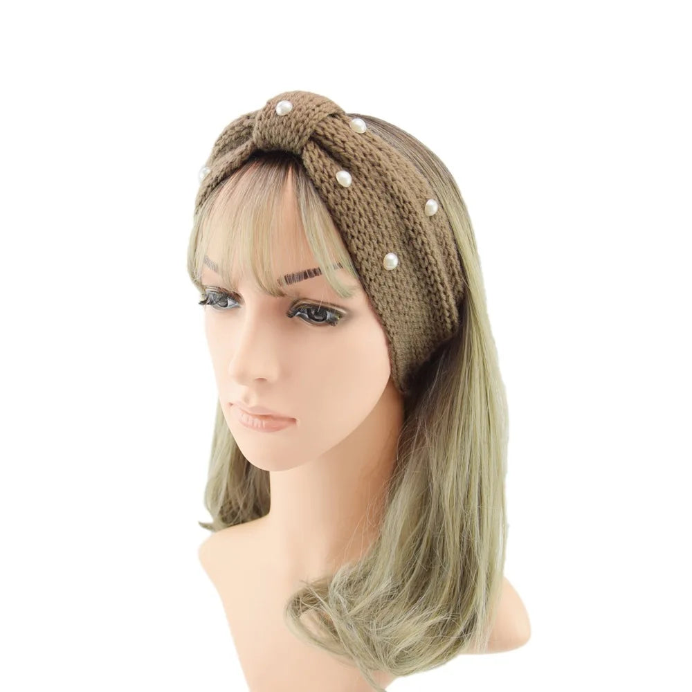 New Bowknot Pearl Headbands for Woman Solid Wash Face Hairband Elastic Sports Yoga Headwear Girls Hair Band Hair Accessories