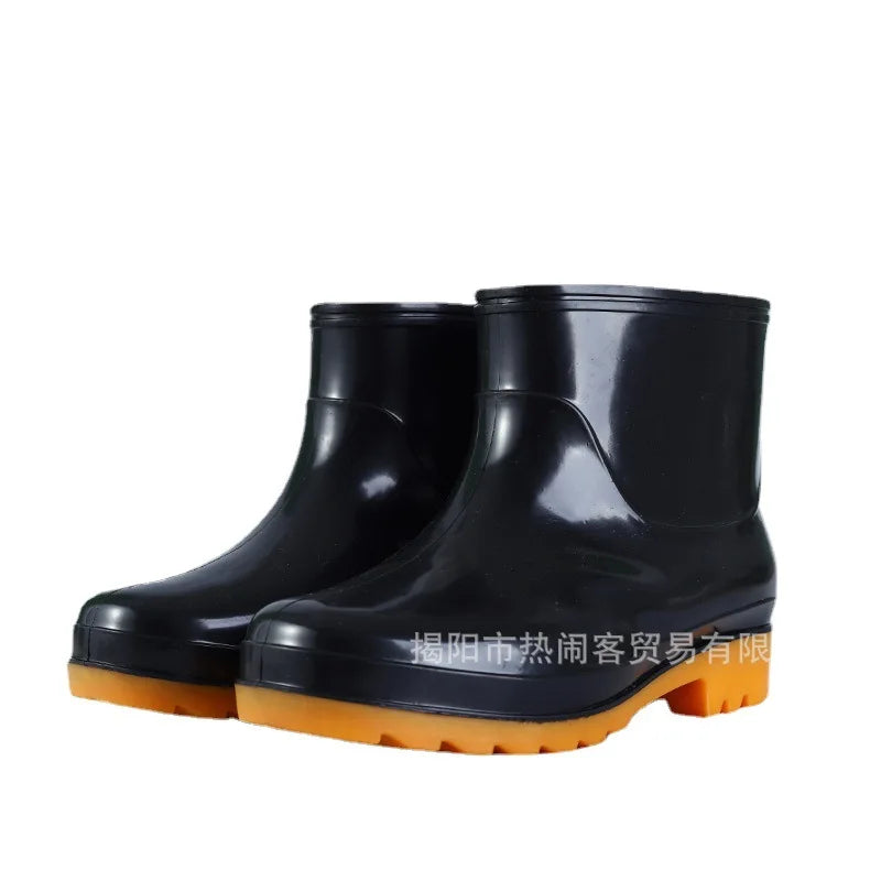 Luding Short Boots Black Men's Rain Shoes Food Factory Dustproof White Work Shoes Kitchen Yellow Rubber Shoes Camouflage Water S