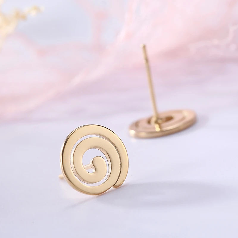 Skyrim Stainless Steel Spiral Swirl Stud Earring for Women Girls Minimalist Geometric Ear Studs 2025 Trendy Jewelry Wholesale