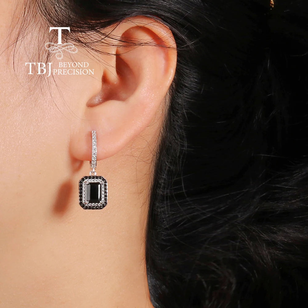 Mysterious noble natural black spinel ring Earrings Necklace Jewelry set 925 sterling silver precious gems women's fine jewelry