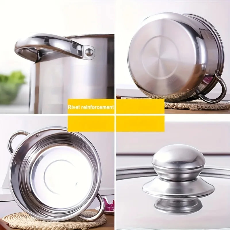 Luxury 10 stainless steel cookware set suit-5 size with cover, durable and versatile (6.3 - 7 - 7.9 - 8.6 - 9.4 inch)