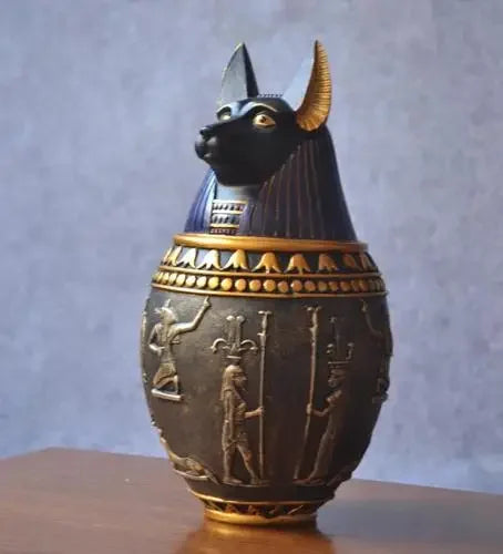 Memorial Funeral Supplies Egyptian Pet Urn Canopic Cat Dog Cremation Urn for Ashes Pet Coffin Box Home Decoration Figurines