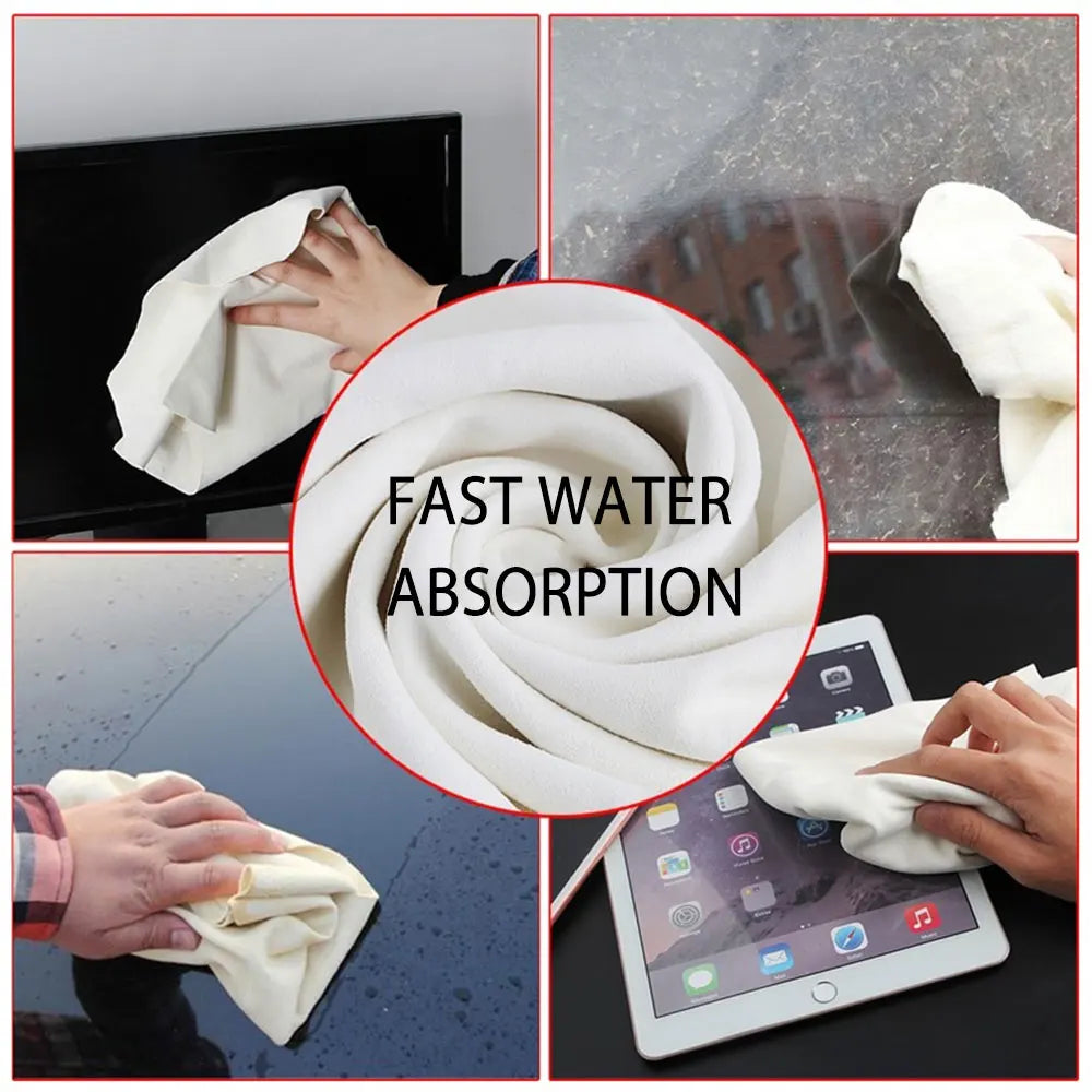 40x60CM Natural Deerskin Leather Clean Cloth Car Home Washing Care Quick Dry Cleaning Towel Super Absorbent Glass Drying Rags