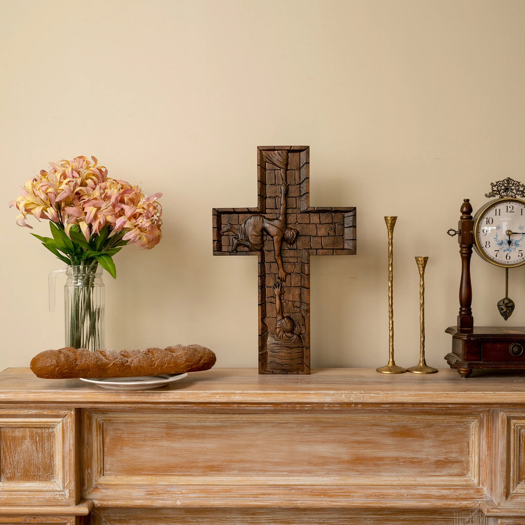 Jesus Christ the Savior Decorative Christian Cross, Wall Cross, Wooden Cross, Baptism, Jesus Home Decor, Catholic Wall Art
