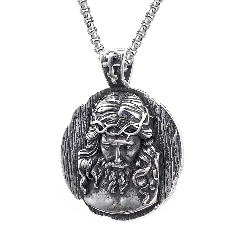 Stainless Steel Christian Jesus Cross Pendant Chain Trend Charm Crisscross Jesus Necklaces Men chains Jewelry Gift Dropshipping