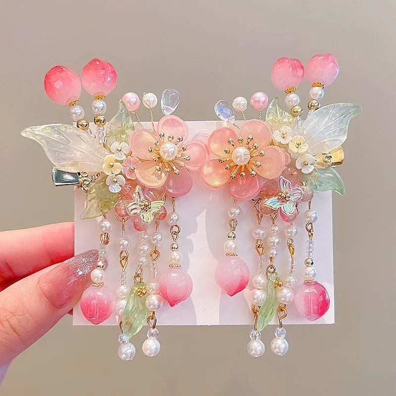 Children's Headwear Ancient Style Girl Hanfu Hair Bundle Wig Accessories Princess Dress Up Gift