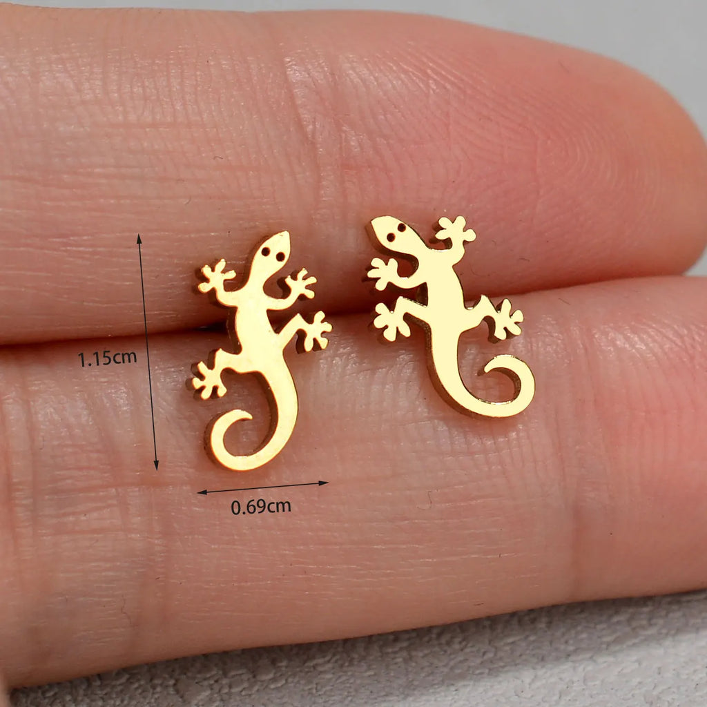 Minimalist Stainless Steel Earings Mini Heart Star Geometric Stud Earrings For Women Cute Cat Dog Flower Leaf Earrings Jewelry