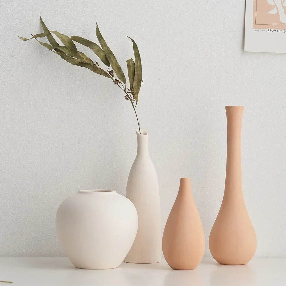 Plain Ceramic Vase Creative and Minimalist Arrangement Nordic Ins Style Decoration Pottery Props for Home Photography Plain Vas