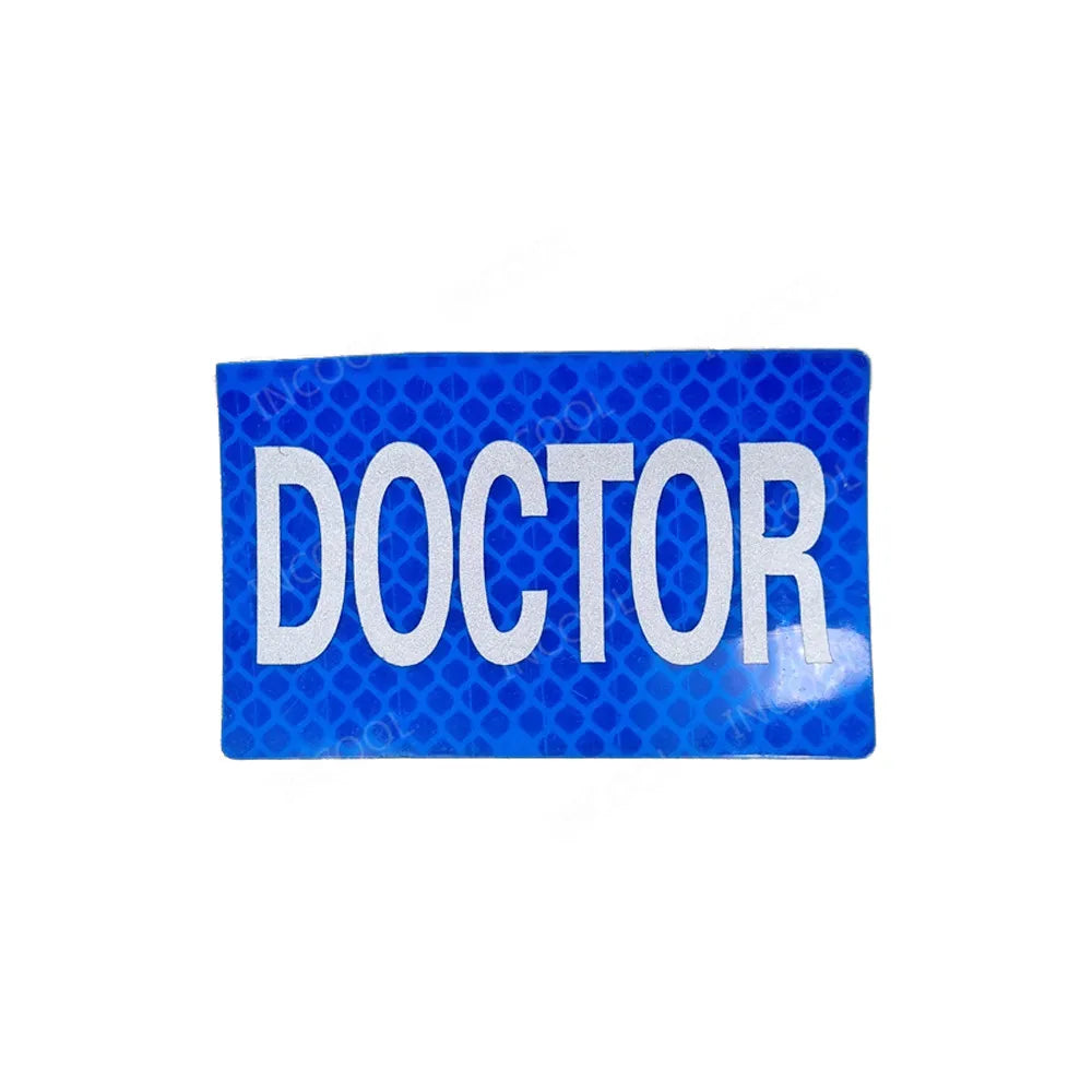 PRESS MEDIA INSTRUCTOR Doctor Nurse First Aid Staff IR Infrared Reflective Glow In Dark Patches Appliqued Embroidered Badges