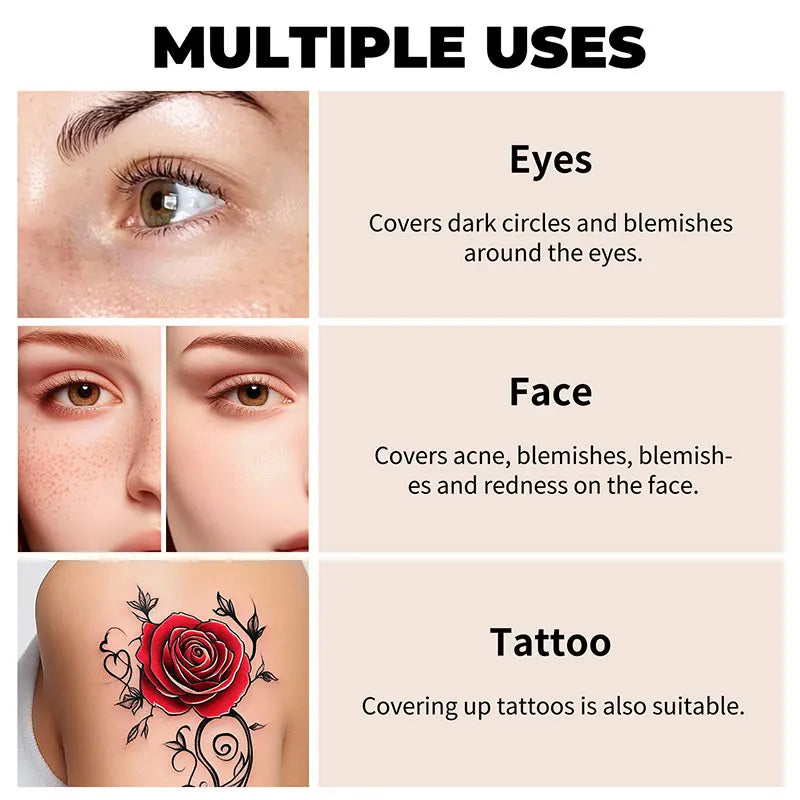 Waterproof Full Coverage Concealer For Tattoos, Scars - Natural Finish Foundation For All Skin Tones & Types Powerful Concealer