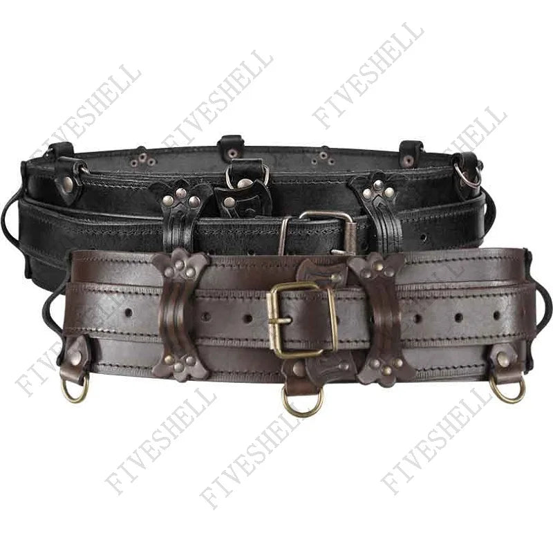 Medieval Festival Girdle Wide Leather Belt Steampunk Gothic Waist Protector Larp Celtic Knight Cosplay Waistband For Men Women