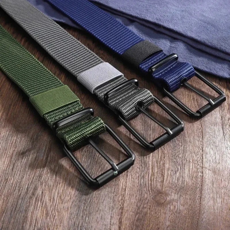 Men's Belt Porous Canvas Pin Buckle Leather Belt Outdoor Sports Belt Women's Trendy Eyelet Belt With Jeans Belt For Men Women