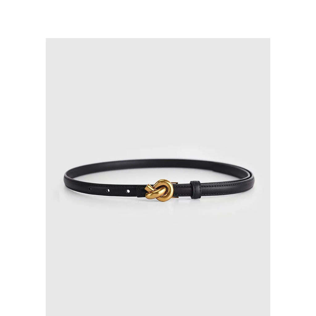 Real leather knot belt for women, fashionable belt with buckle, dress and jeans belt