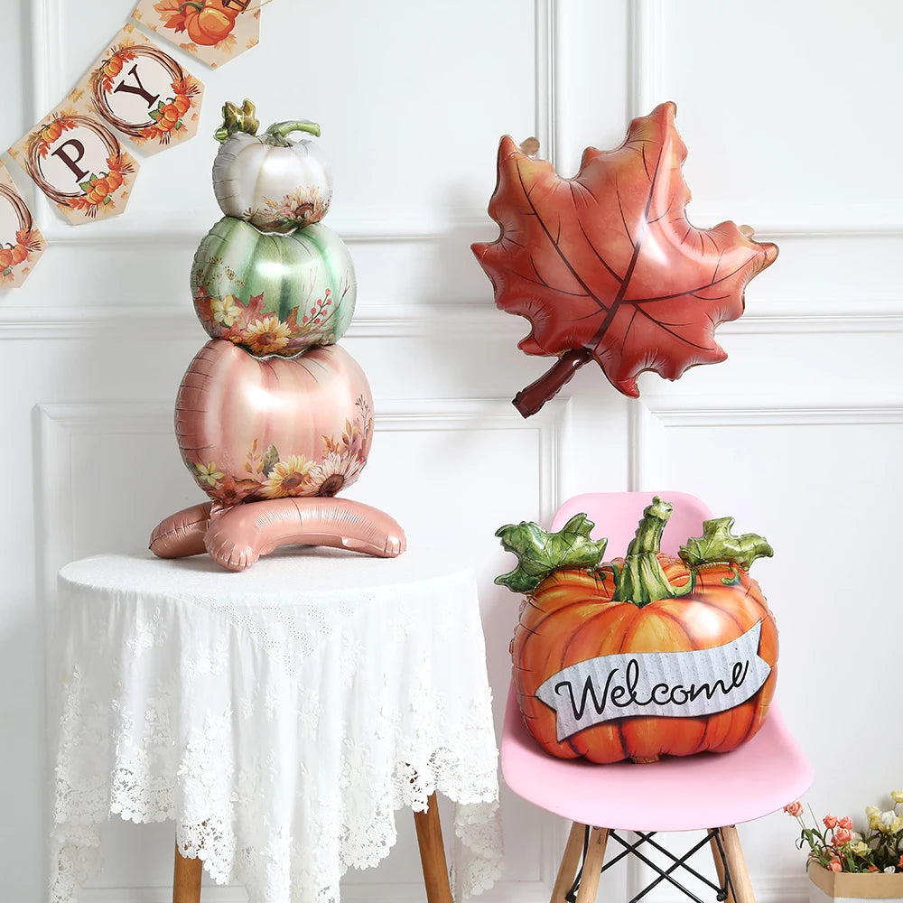 Hello Autumn Thanksgiving Decoration Happy Fall Banner Maple Leaf Cake Toppers Pumpkin Honeycomb Wall Fireplace Hanging Ornament