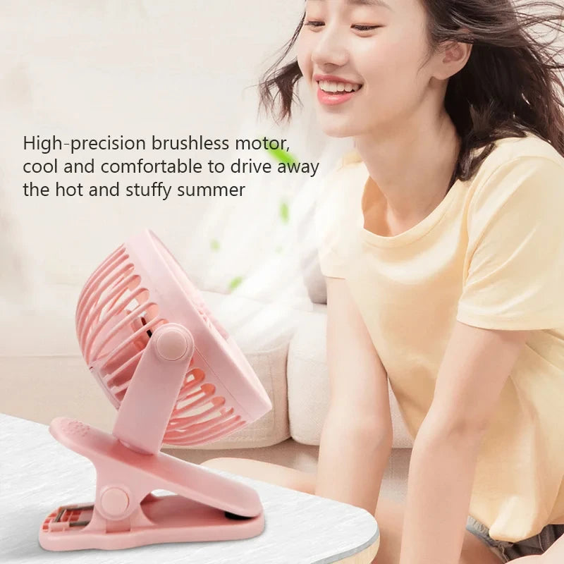 Creative Mini Clip Fan Mute Portable Desktop Home Dorm Stroller For Rechargeable USB High Wind Three Speed Blower Student Deskto