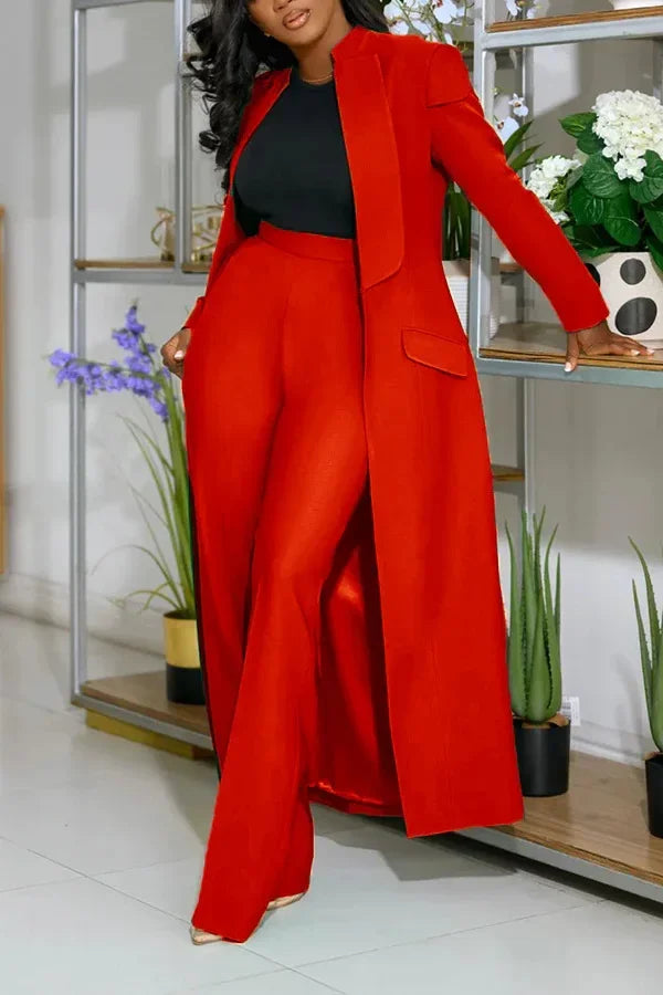 CM.YAYA Women's Set Full Sleeve X-Long Blazer Coat+ Long Pant Suit 2025 Spring Streetwear Two 2 Piece Set Africa OL Work Outfits