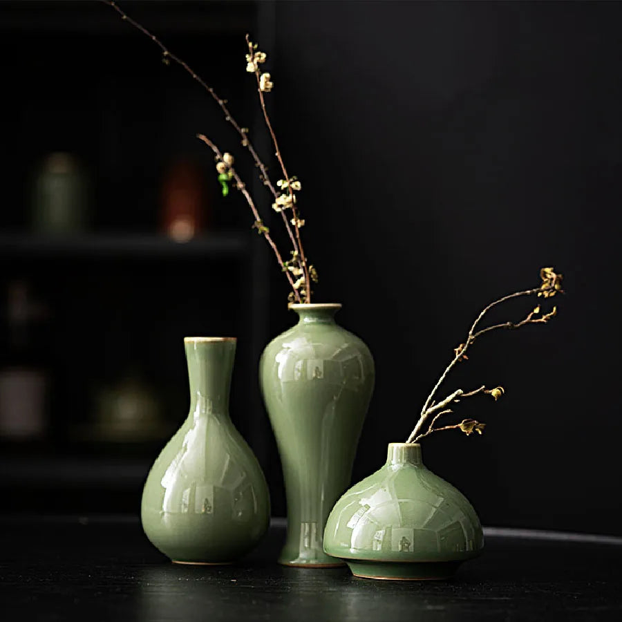 Vase ornaments, dried flower utensils, ceramic decorations, dining tables, simple and fresh home decor, small vase decorations
