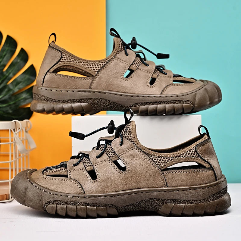 Summer Men Sandals Genuine Leather Mens Casual Shoes Outdoor Men Leather Sandals for Men Beach Shoes Roman mens Shoes