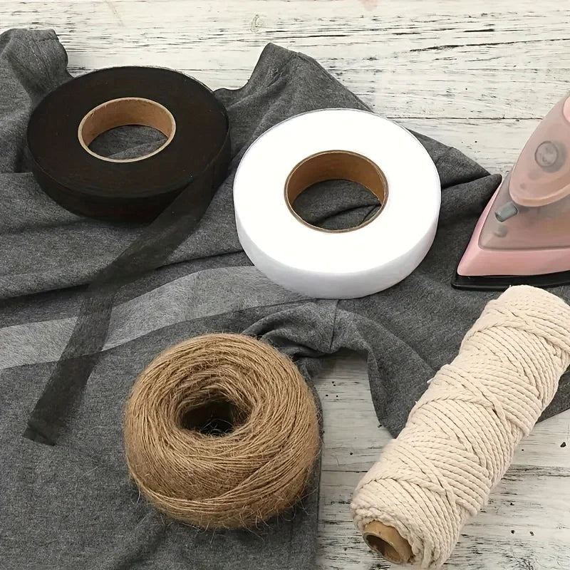 2roll Black White Double-sided Interlining Adhesive Fabric Clothes Iron On Hem Tape Interlining Web DIY Sewing Patchwork Acces