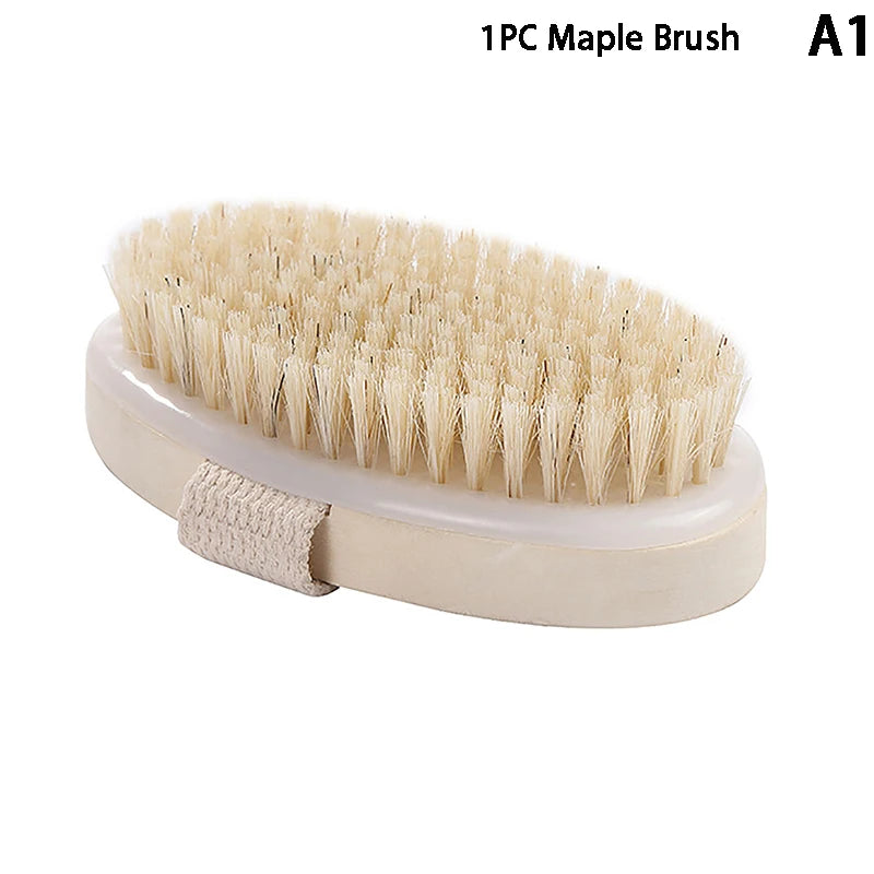 Natural Bristle Brush Soft Wet Dry Skin Body SPA Brush Bath Massager Shower Brushes Exfoliating Smoothing Skin Care Health Home