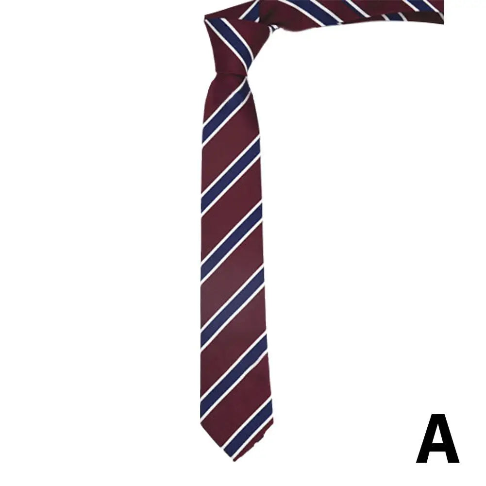 Women Men Stripe Tie Retro Jacquard Neck Tie Slim Necktie JK Korean College Style Simple All-match Trendy Accessories Daily Wear