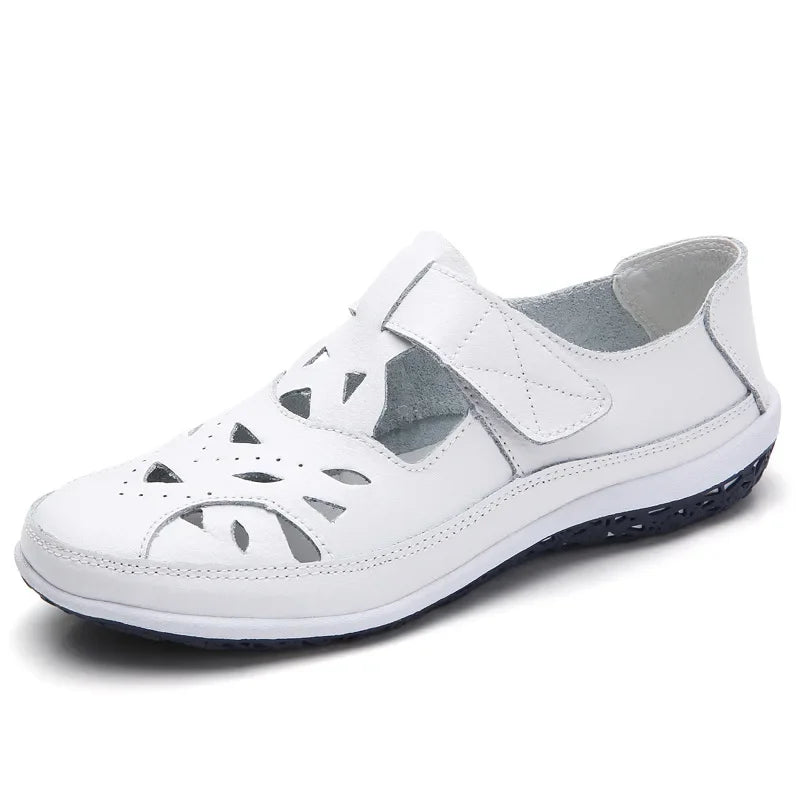 Women's Sandals 2020 Summer Genuine Leather Handmade Ladies Shoe Leather Sandals Women Flats Beach shoes Retro Mother Shoes