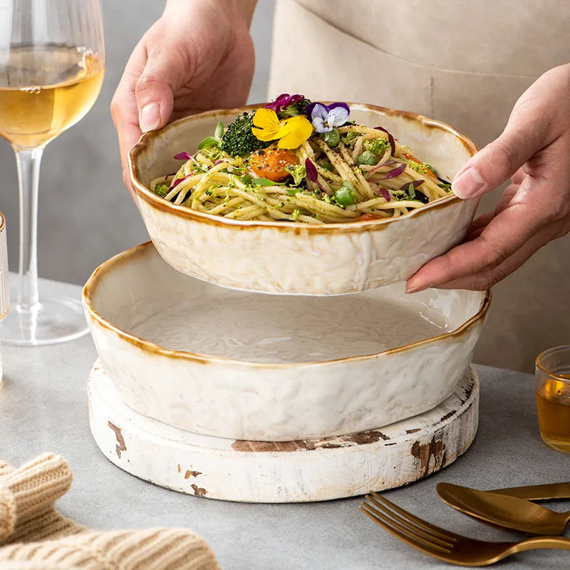Creative Nordic Style Plate Bowl Tableware Western Style Rice Soup Noodle Salad Bowl Simple Household Dish Plate