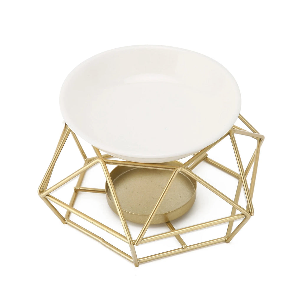 Essential Oil Burner Ceramic Tealight Candle Holder Oil Burner Hollow Out Iron Base Aroma Diffuser For Home Decoration Easily