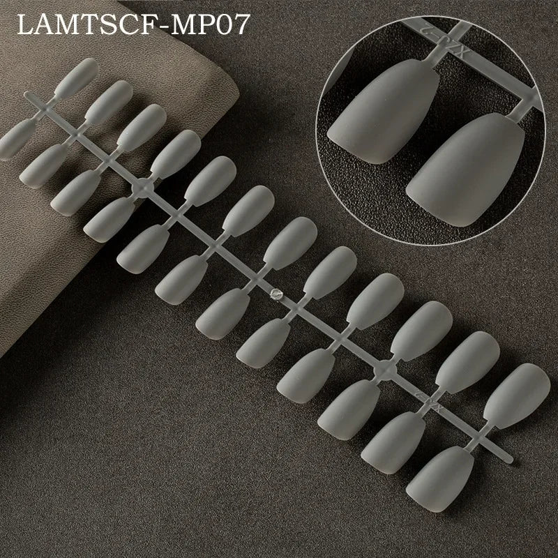 24tips/pc French White Fake Nails Matte /Glossy Detachable Long Square Natural False Press on Nails Manicure Faux Ongles