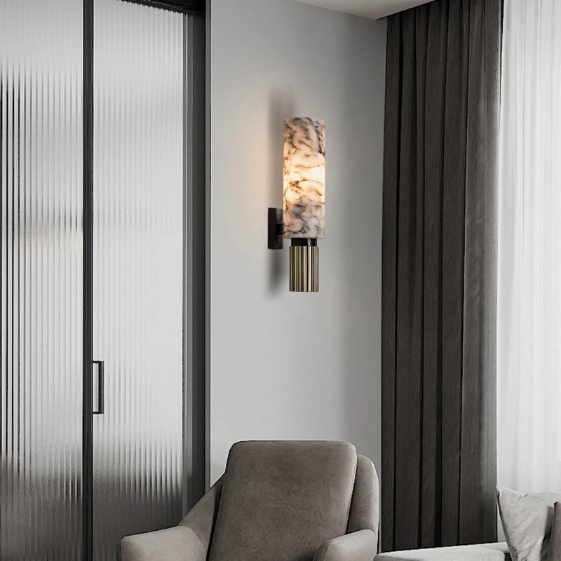 Modern Marble Wall Lamp Luxury Natural Marble Wall Lamp Villa Aisle Corridor Bedroom Study Wall Lamp