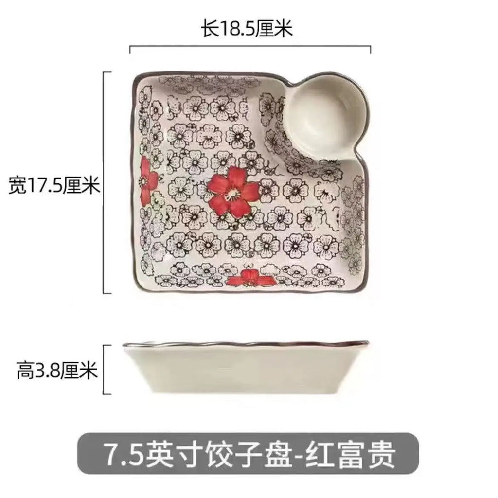 8/10Inch French Vintage Rose Ceramic Plate European Style Dinner Dishe Plates Salad Dessert Dinner Dish Household Art Tableware