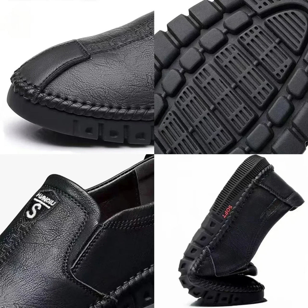 Men Leather Shoes Soft Sole Casual Shoes Autumn Comfortable Business Flats Man Lightweight Work Shoes Slip-on Driving Shoe Tenis