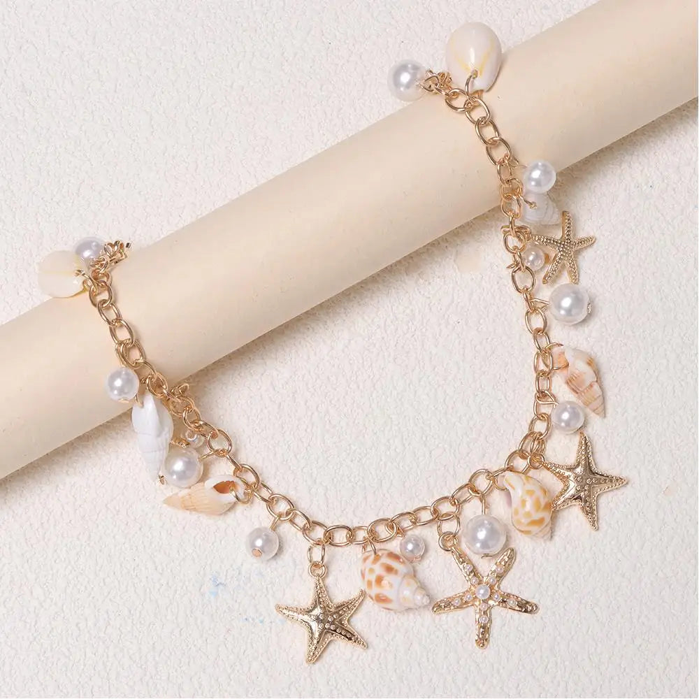 Bohemian Style Multi-layer Bag Chain For Handbag DIY Jewelry Accessory Gift Women Pants Chain With Imitate Starfish Conch Pearl