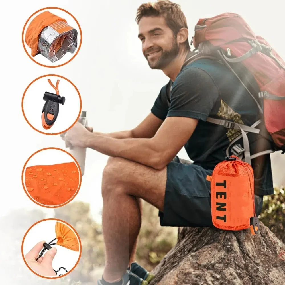 2 Person Emergency Tent Waterproof Sleeping Bag Earthquake Shelter Survival Tent Moisture-Resistant Thermal Blanket Camping