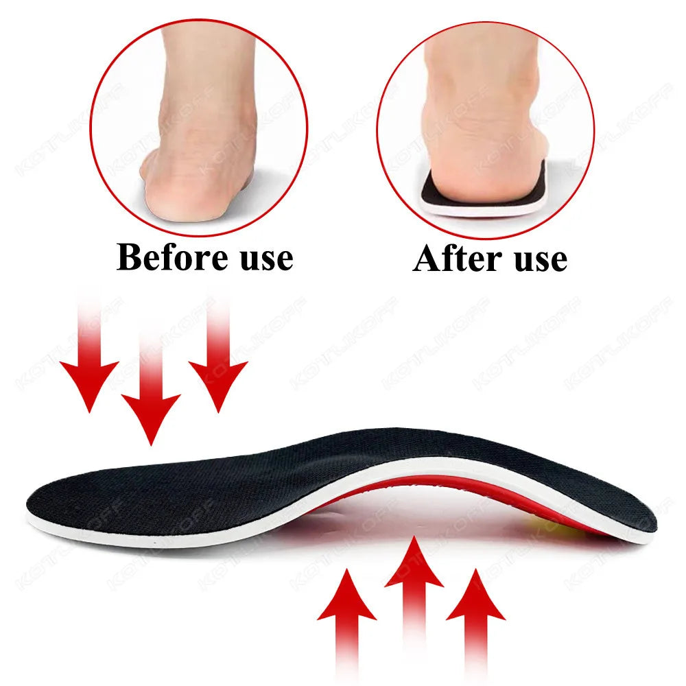 KOTLIKOFF Insoles For Shoes Sole Orthotic High Arch Support Insoles Deodorant Relief Foot Valgus Pain Orthopedic Work Shoes Pad