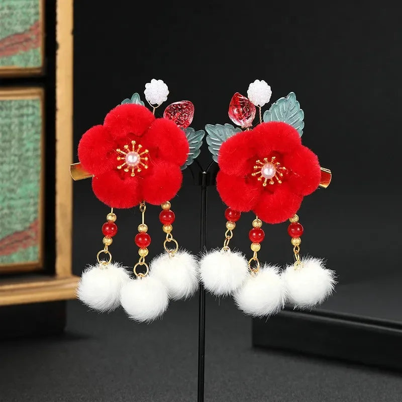 Children's Headwear Ancient Style Girl Hanfu Hair Bundle Wig Accessories Princess Dress Up Gift