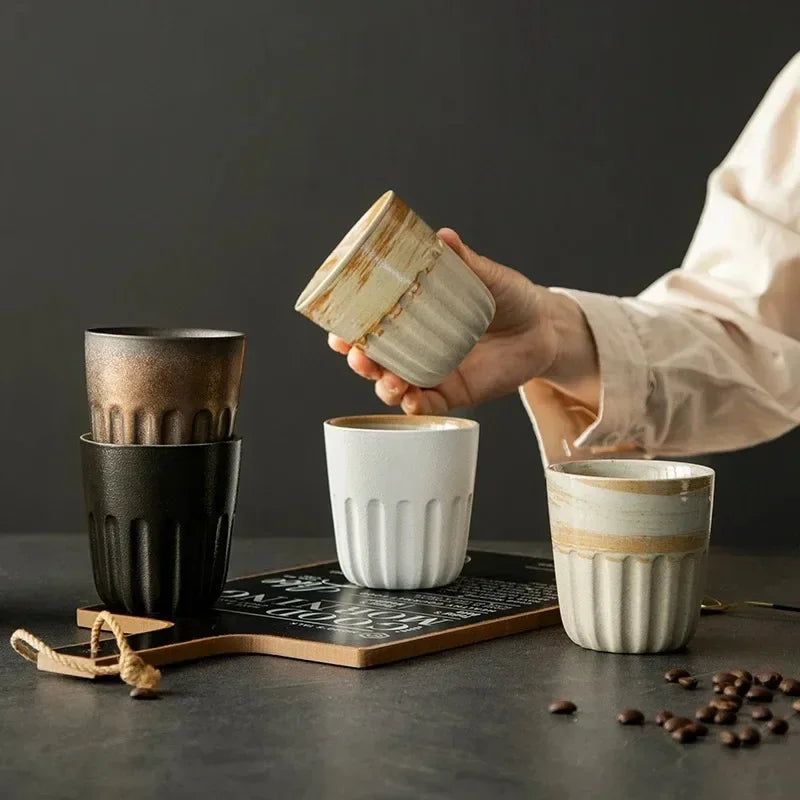 Ceramic Coffee Cup Japanese Stone Mug Coffee Mug Large Water Cup Japanese Simple Gradient Cup Beverage Utensil Kitchen